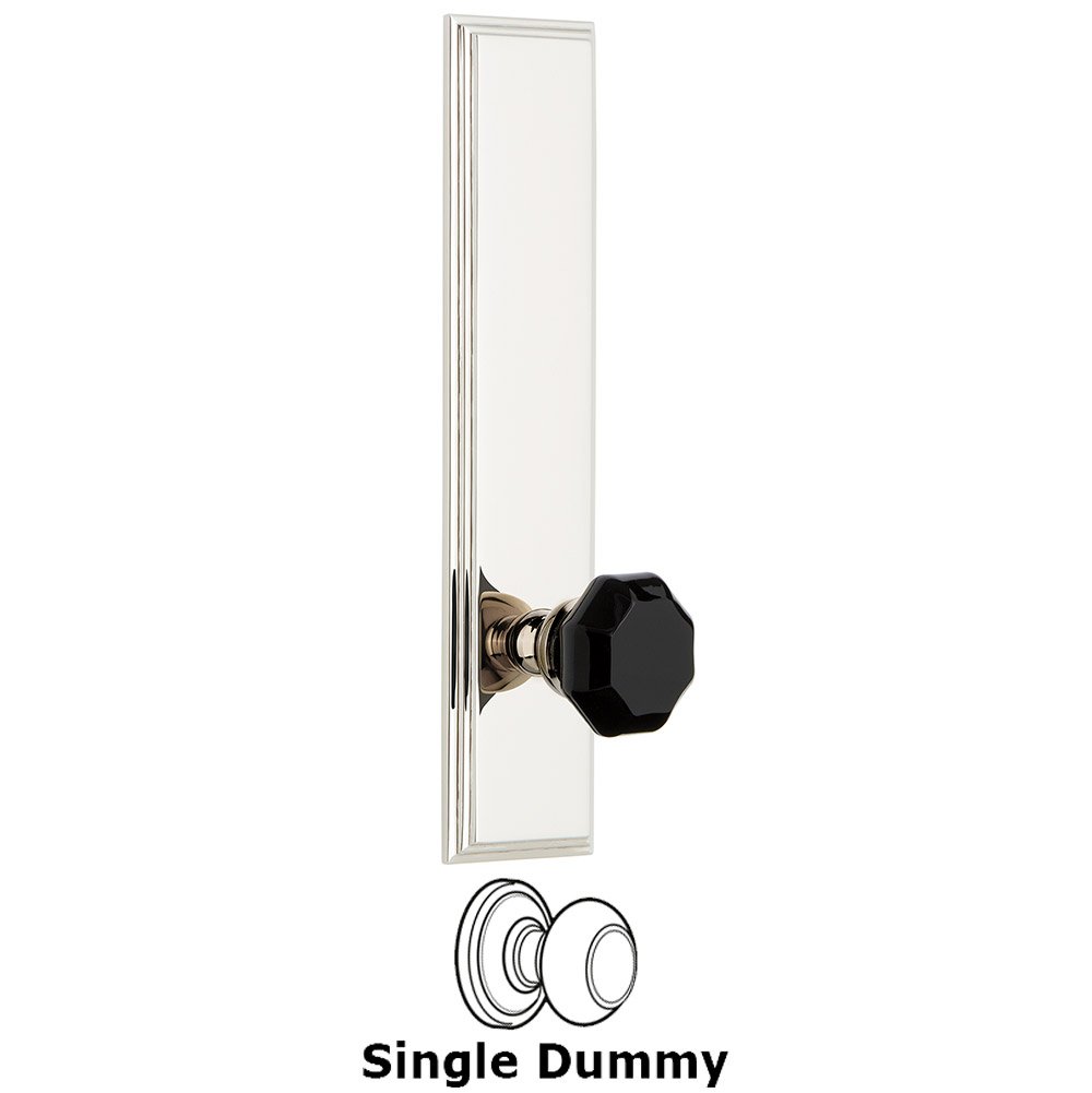 Dummy Carre Tall Plate with Black Lyon Crystal Knob in Polished Nickel