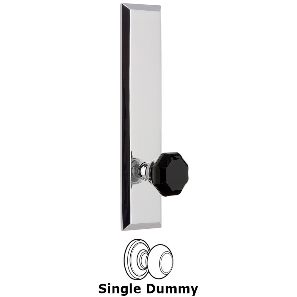 Single Dummy Fifth Avenue Tall Plate with Black Lyon Crystal Knob in Bright Chrome