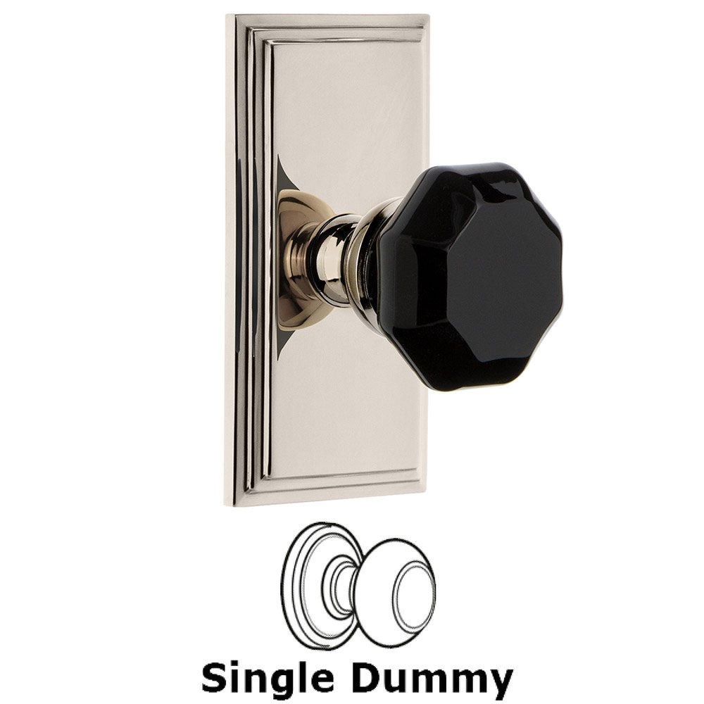 Single Dummy - Carre Rosette with Black Lyon Crystal Knob in Polished Nickel