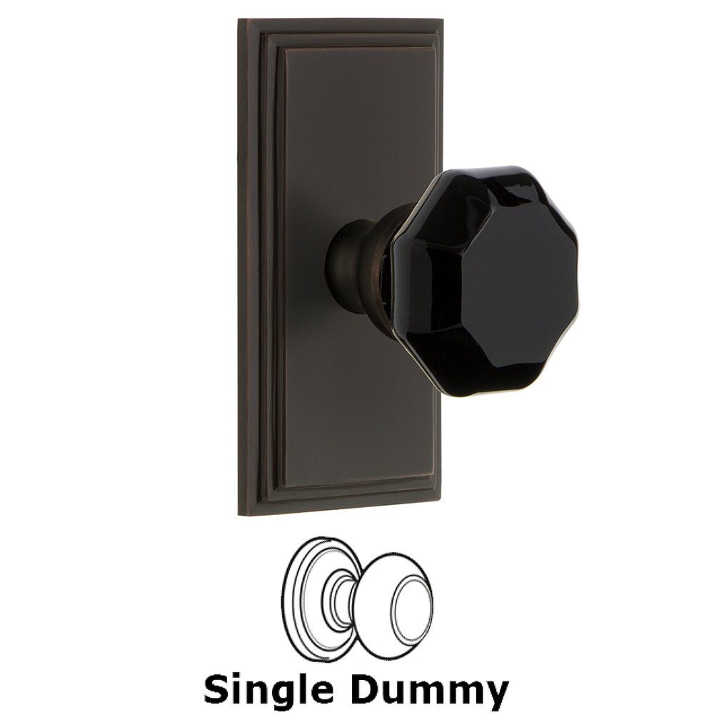 Single Dummy - Carre Rosette with Black Lyon Crystal Knob in Timeless Bronze