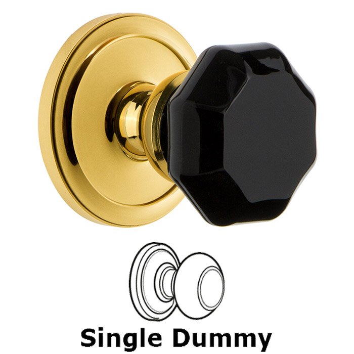 Single Dummy - Circulaire Rosette with Black Lyon Crystal Knob in Lifetime Brass
