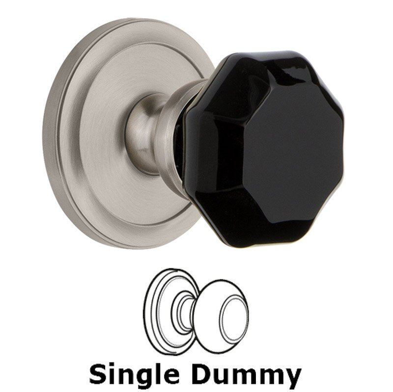 Single Dummy - Circulaire Rosette with Black Lyon Crystal Knob in Satin Nickel