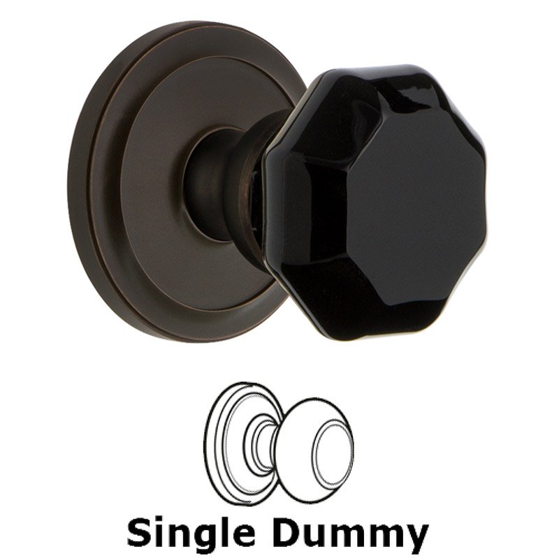 Single Dummy - Circulaire Rosette with Black Lyon Crystal Knob in Timeless Bronze