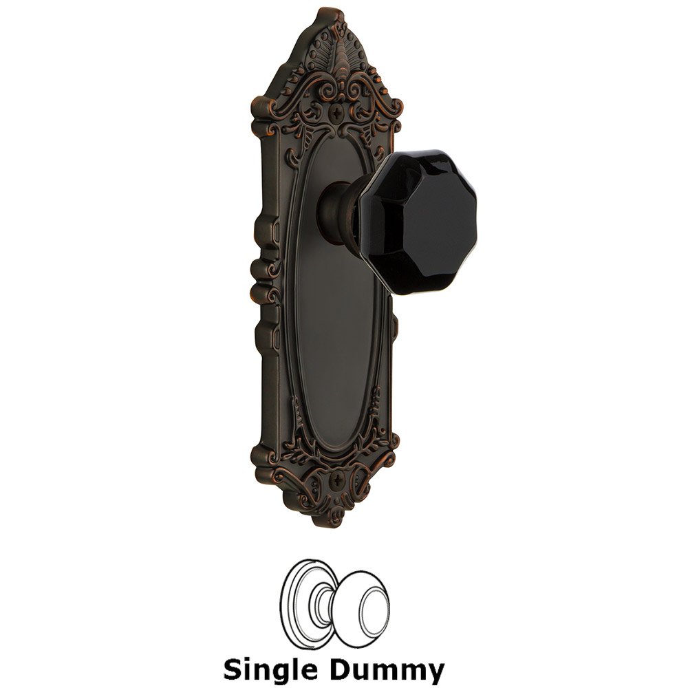 Single Dummy - Grande Victorian Rosette with Black Lyon Crystal Knob in Timeless Bronze