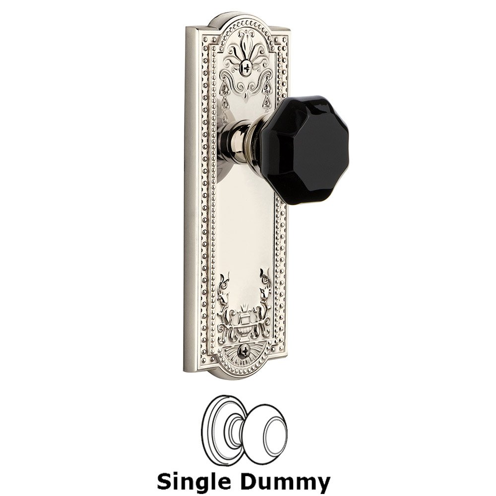 Single Dummy - Parthenon Rosette with Black Lyon Crystal Knob in Polished Nickel