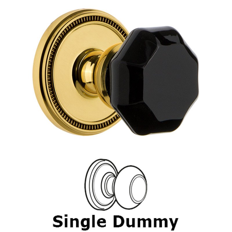 Single Dummy - Soleil Rosette with Black Lyon Crystal Knob in Polished Brass