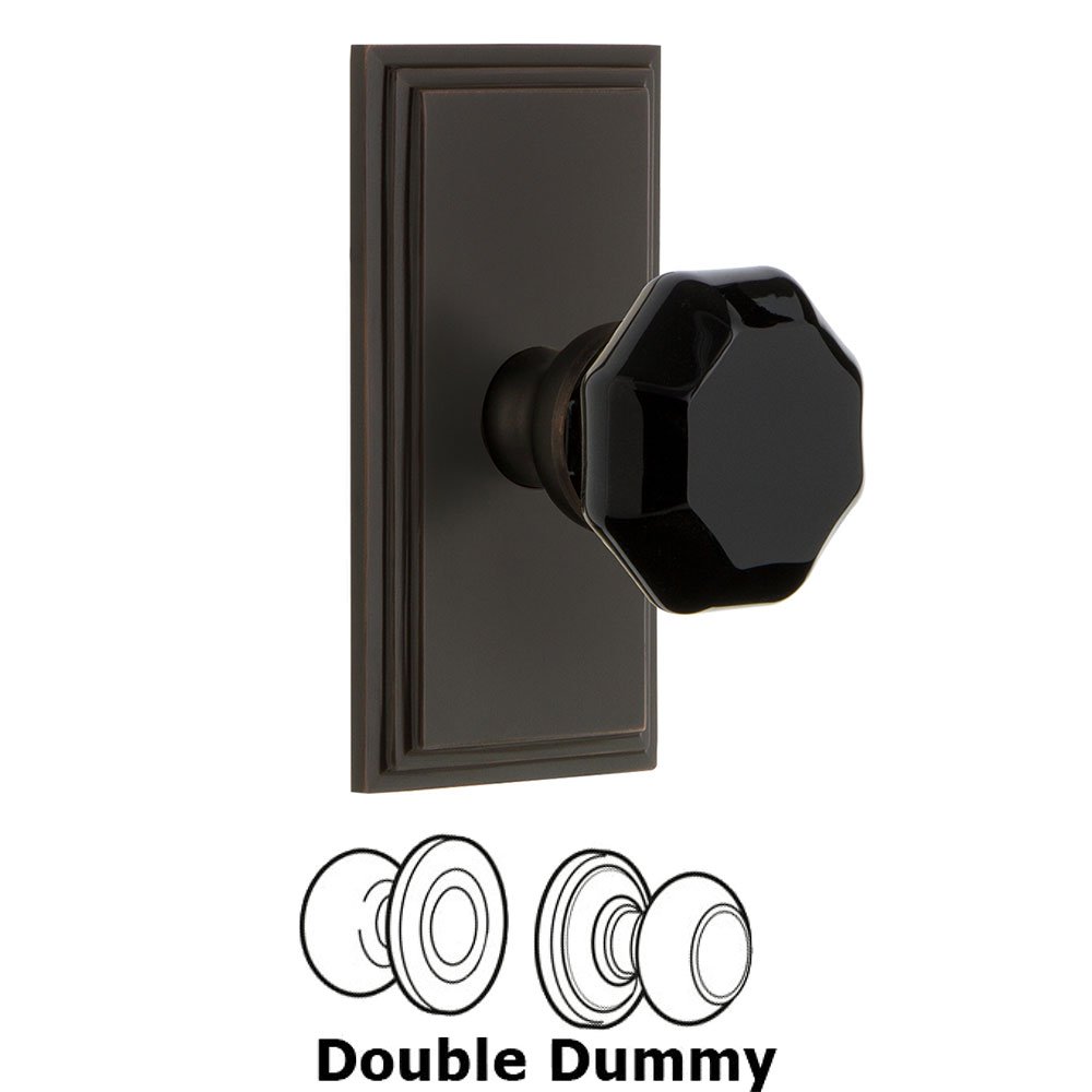 Double Dummy - Carre Rosette with Black Lyon Crystal Knob in Timeless Bronze