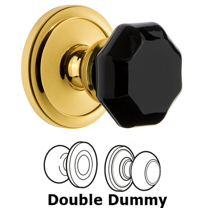 Double Dummy - Circulaire Rosette with Black Lyon Crystal Knob in Lifetime Brass