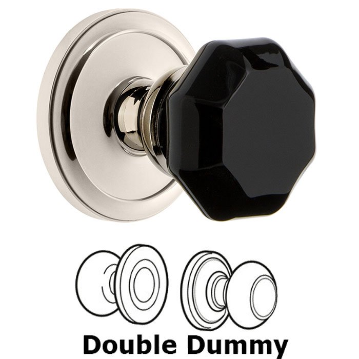 Double Dummy - Circulaire Rosette with Black Lyon Crystal Knob in Polished Nickel