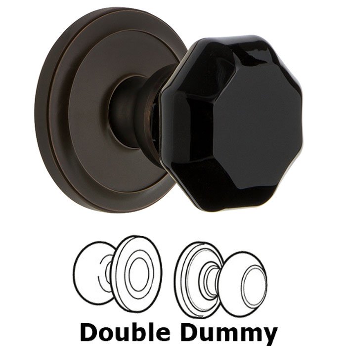 Double Dummy - Circulaire Rosette with Black Lyon Crystal Knob in Timeless Bronze