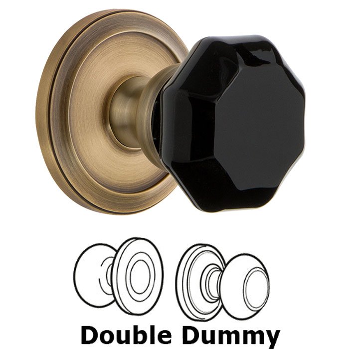 Double Dummy - Circulaire Rosette with Black Lyon Crystal Knob in Vintage Brass