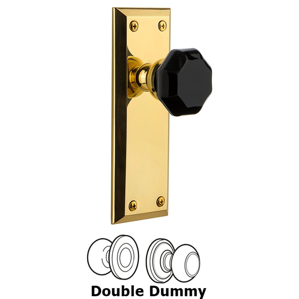Double Dummy - Fifth Avenue Rosette with Black Lyon Crystal Knob in Lifetime Brass