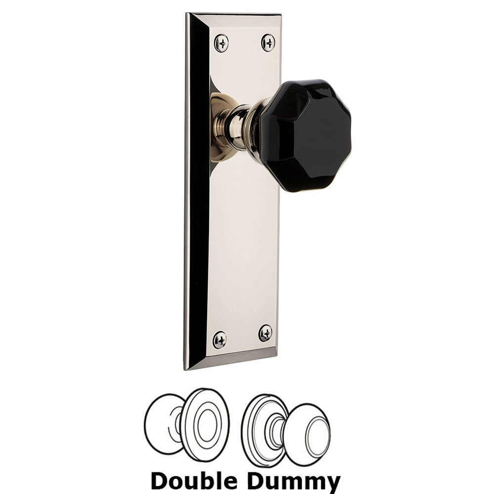 Double Dummy - Fifth Avenue Rosette with Black Lyon Crystal Knob in Polished Nickel