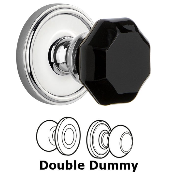 Double Dummy - Georgetown Rosette with Black Lyon Crystal Knob in Bright Chrome