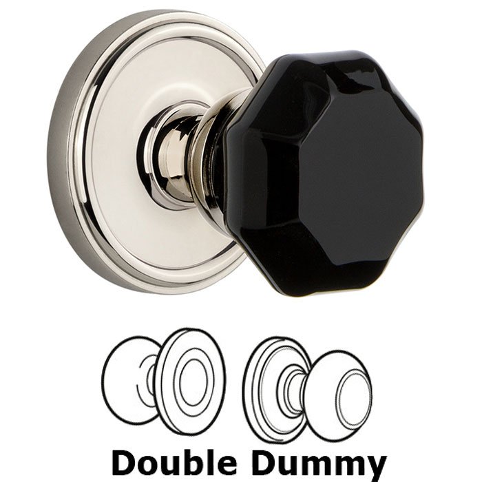 Double Dummy - Georgetown Rosette with Black Lyon Crystal Knob in Polished Nickel