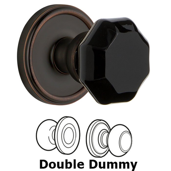 Double Dummy - Georgetown Rosette with Black Lyon Crystal Knob in Timeless Bronze