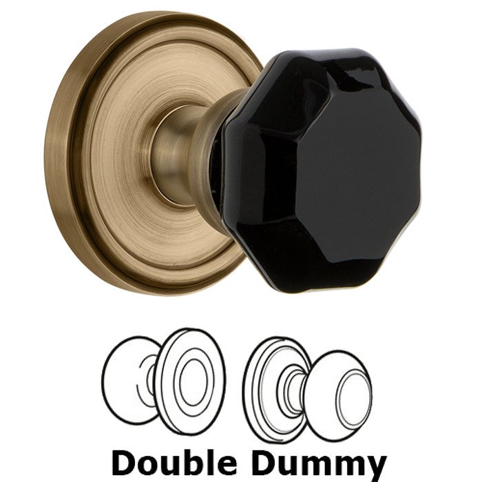 Double Dummy - Georgetown Rosette with Black Lyon Crystal Knob in Vintage Brass
