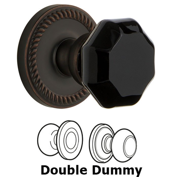 Double Dummy - Newport Rosette with Black Lyon Crystal Knob in Timeless Bronze