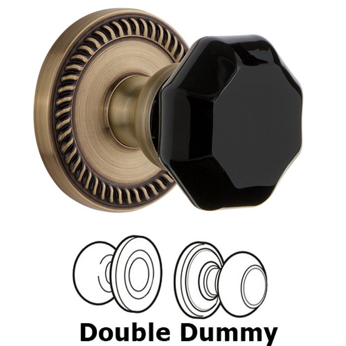 Double Dummy - Newport Rosette with Black Lyon Crystal Knob in Vintage Brass