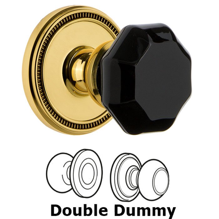 Double Dummy - Soleil Rosette with Black Lyon Crystal Knob in Lifetime Brass