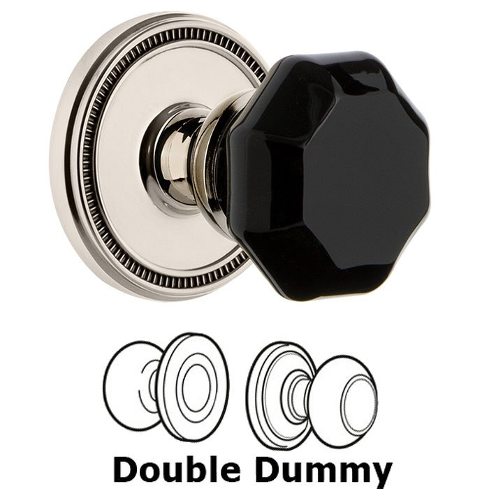 Double Dummy - Soleil Rosette with Black Lyon Crystal Knob in Polished Nickel