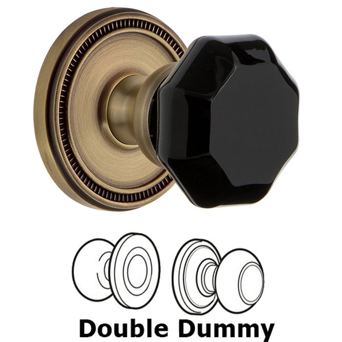 Double Dummy - Soleil Rosette with Black Lyon Crystal Knob in Vintage Brass