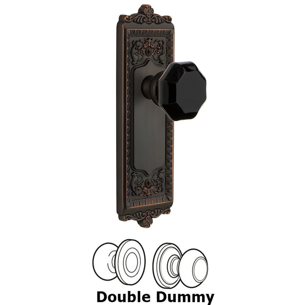 Double Dummy - Windsor Rosette with Black Lyon Crystal Knob in Timeless Bronze