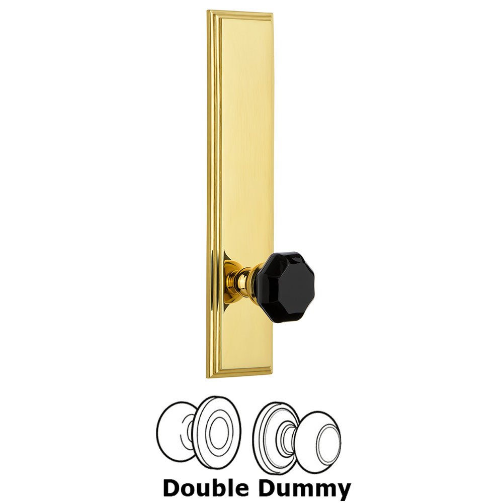 Double Dummy Carre Tall Plate with Black Lyon Crystal Knob in Lifetime Brass