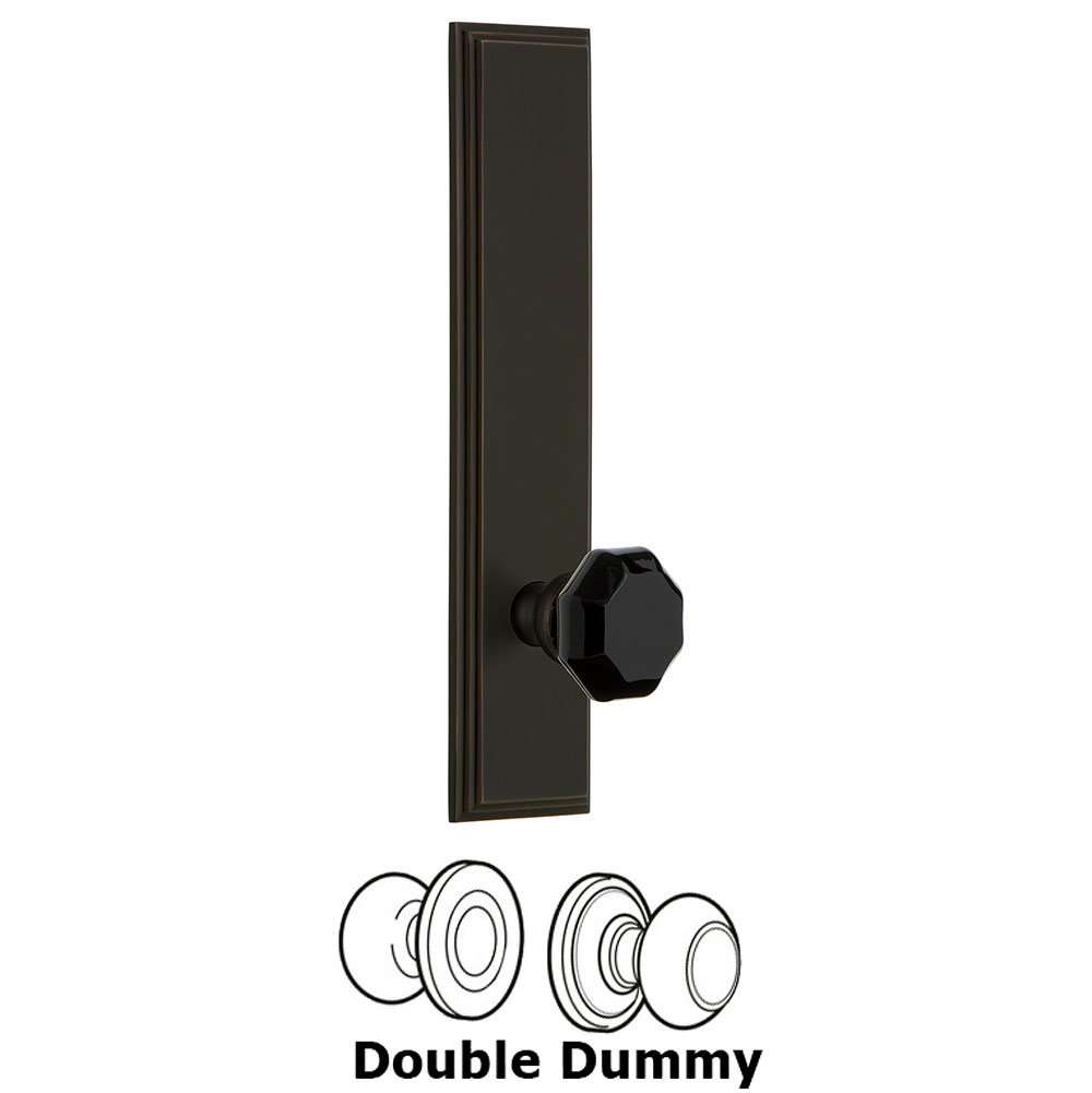 Double Dummy Carre Tall Plate with Black Lyon Crystal Knob in Timeless Bronze
