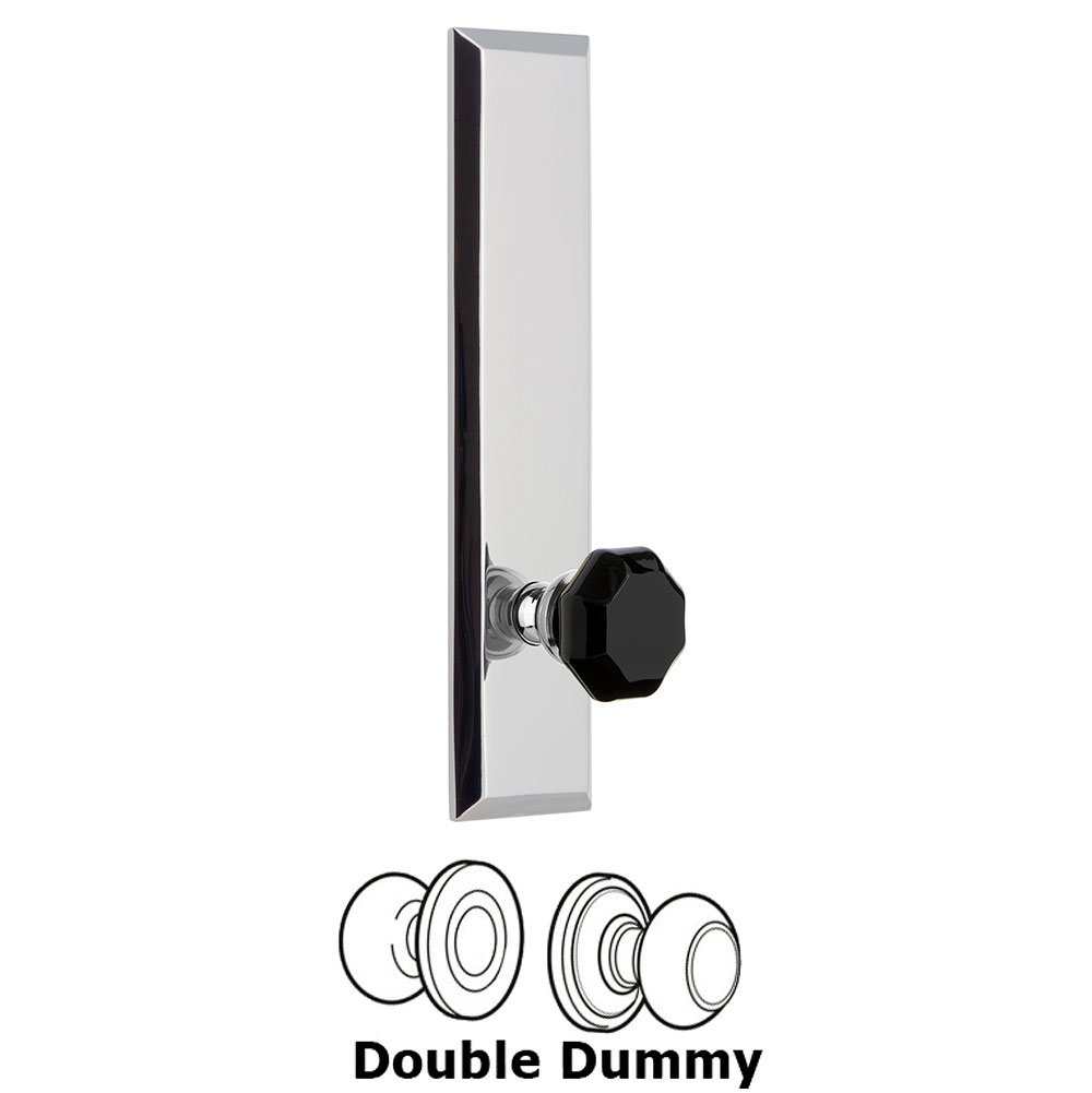 Double Dummy Fifth Avenue Tall with Black Lyon Crystal Knob in Bright Chrome