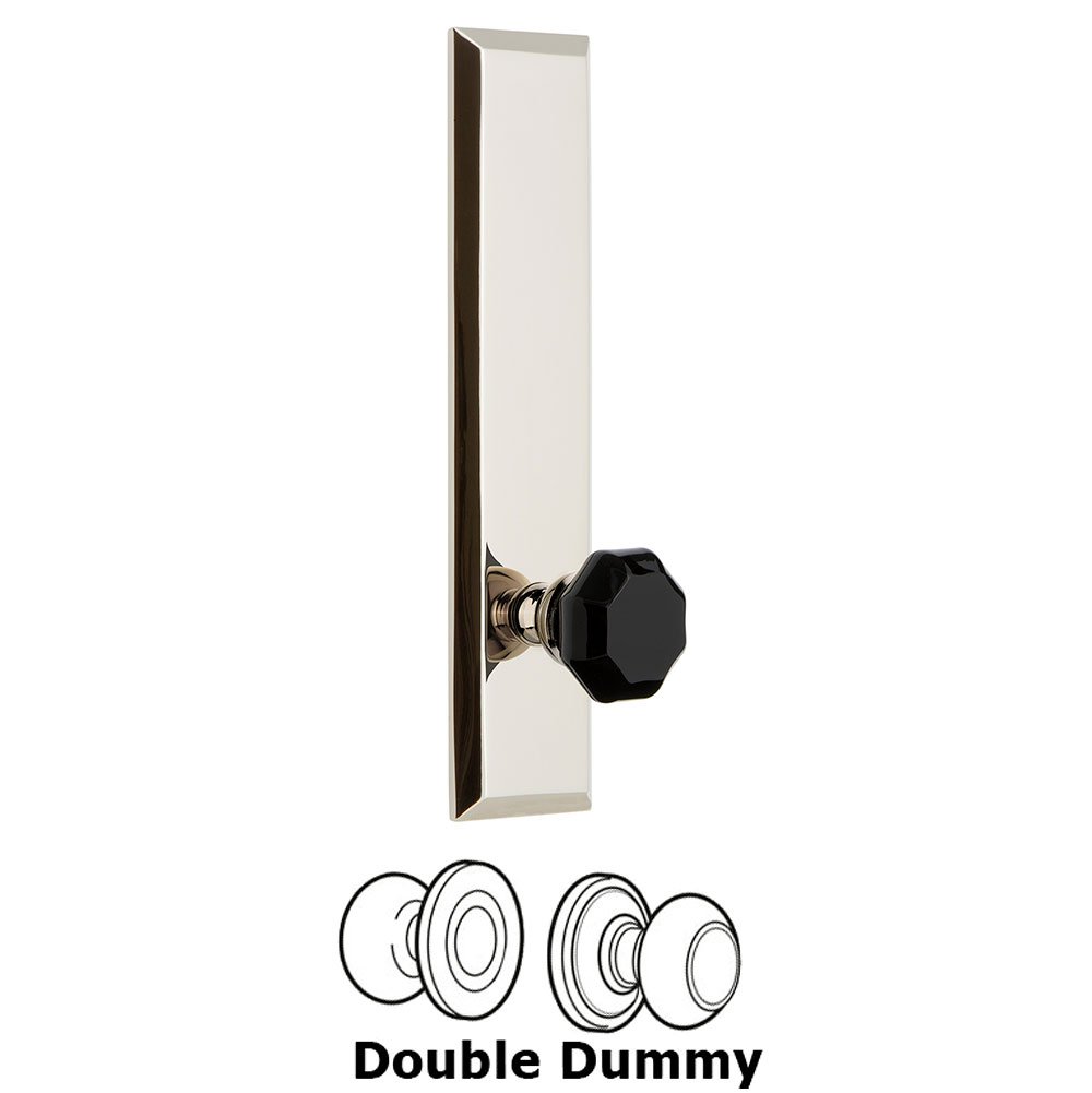Double Dummy Fifth Avenue Tall with Black Lyon Crystal Knob in Polished Nickel