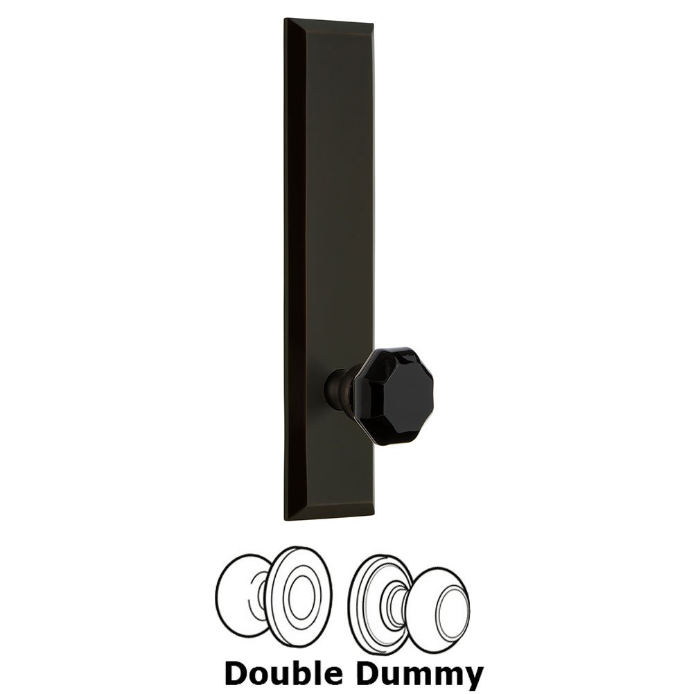 Double Dummy Fifth Avenue Tall with Black Lyon Crystal Knob in Timeless Bronze