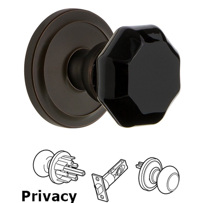 Privacy - Circulaire Rosette with Black Lyon Crystal Knob in Timeless Bronze