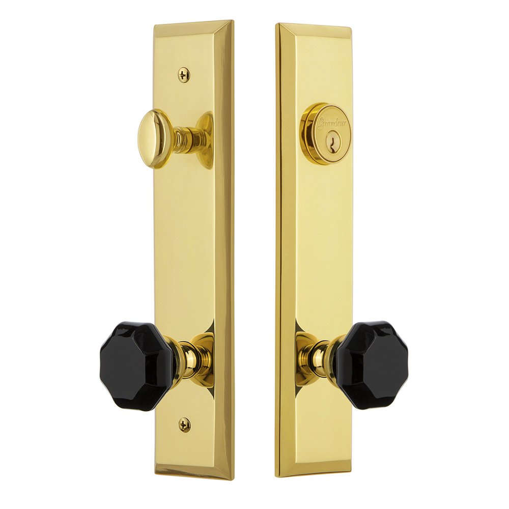 Tall Plate Complete Entry Set with Lyon Knob in Lifetime Brass
