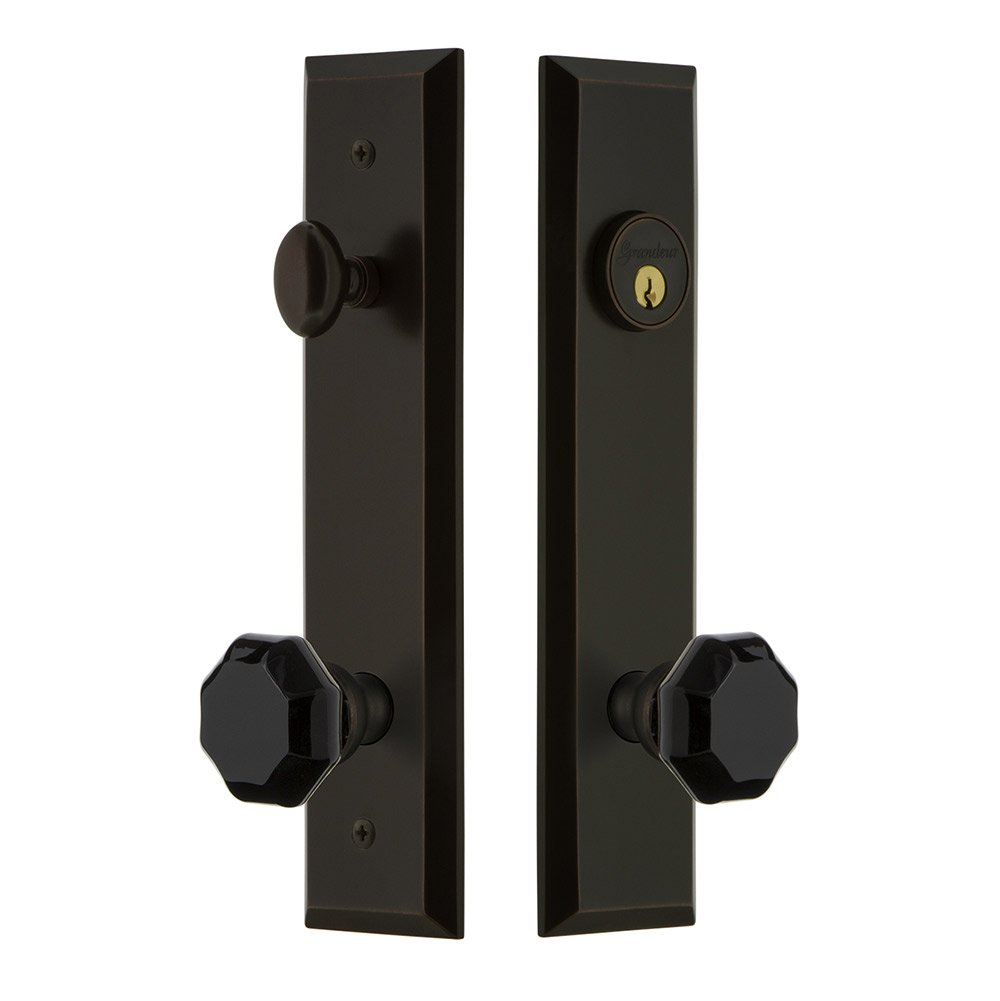 Tall Plate Complete Entry Set with Lyon Knob in Timeless Bronze