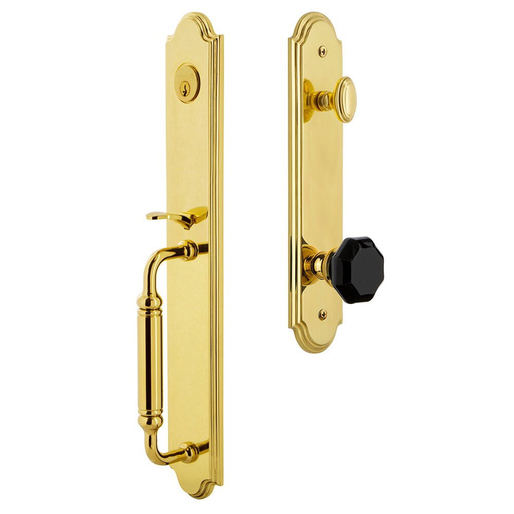 Arc One-Piece Handleset with C Grip and Lyon Knob in Lifetime Brass