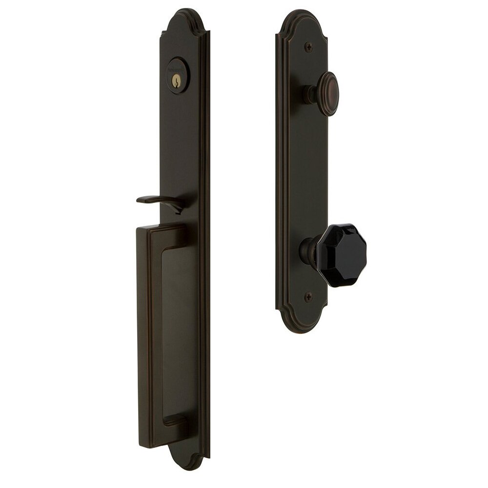 Arc One-Piece Handleset with D Grip and Lyon Knob in Timeless Bronze