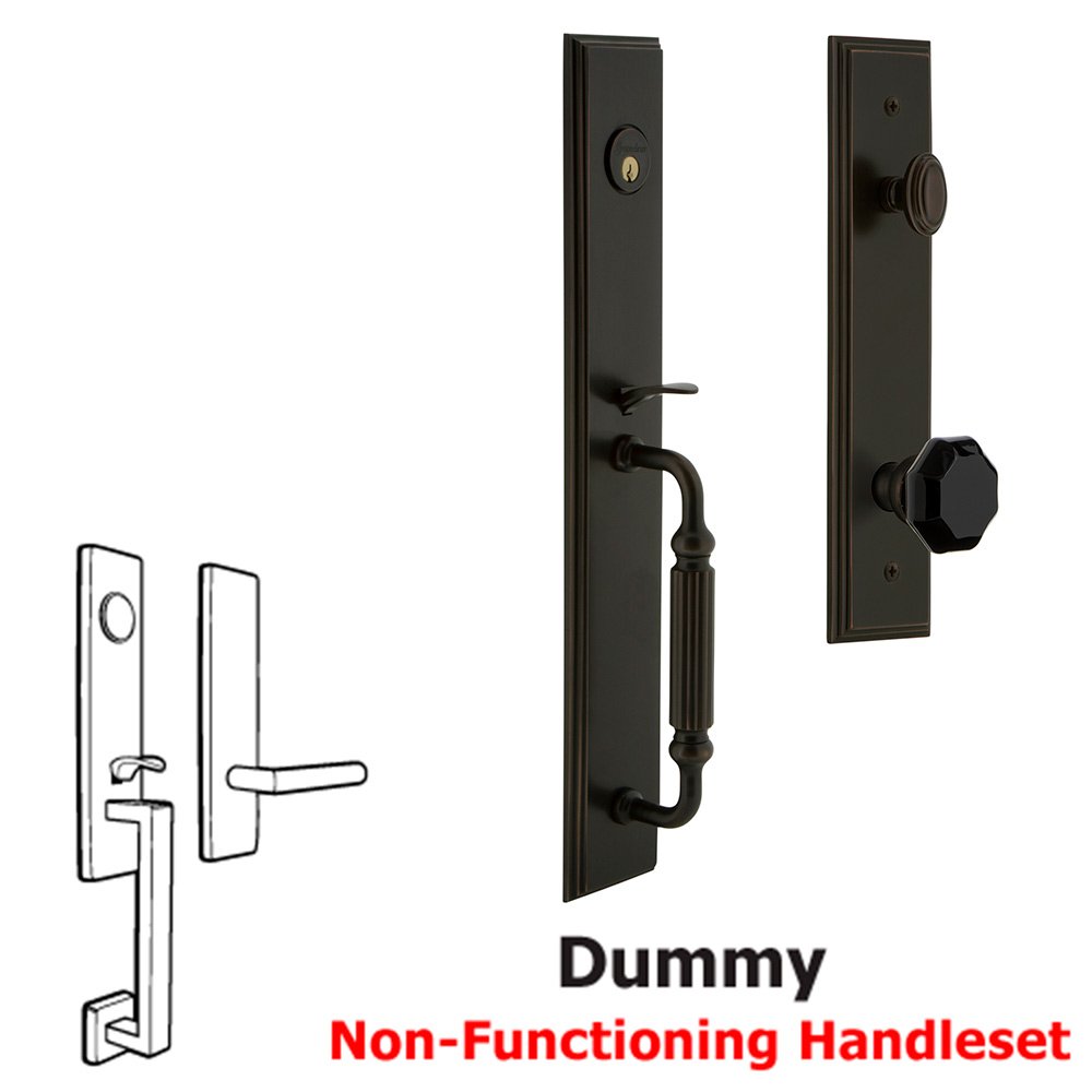 One-Piece Dummy Handleset with F Grip and Lyon Knob Timeless Bronze