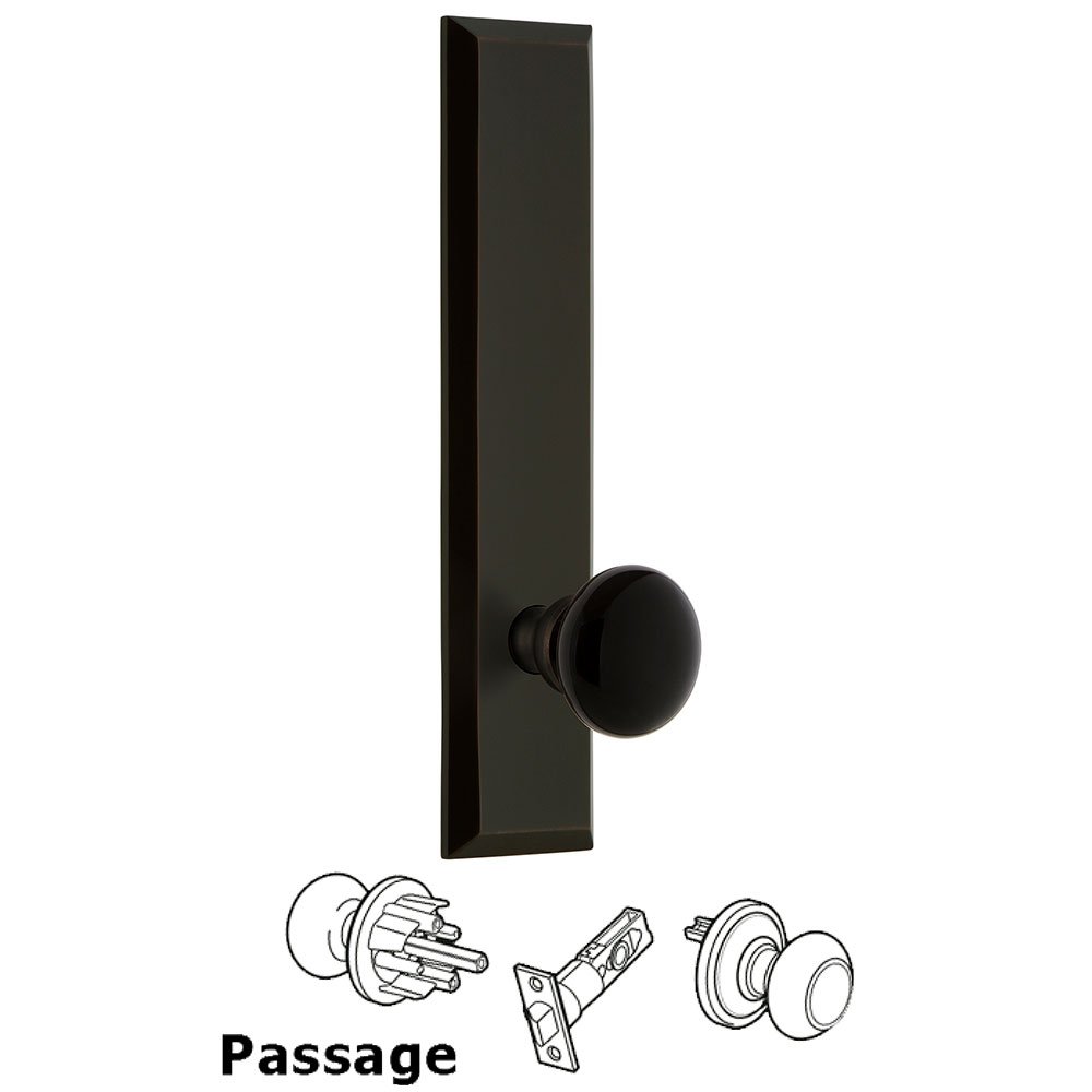 Passage Fifth Avenue Tall with Black Coventry Porcelain Knob in Timeless Bronze