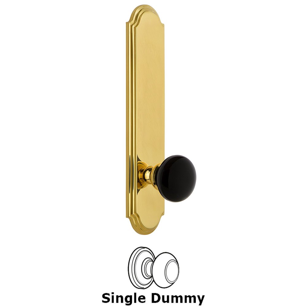 Single Dummy - Arc Rosette with Black Coventry Porcelain Knob in Lifetime Brass