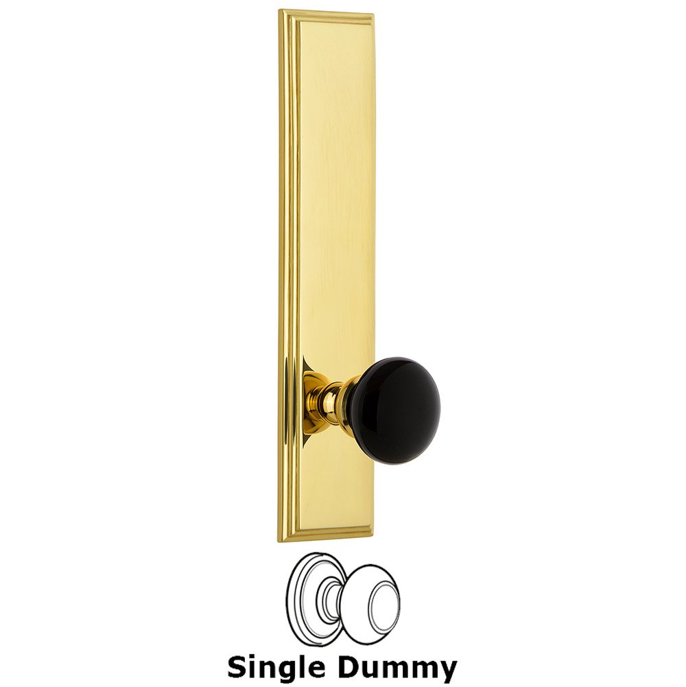 Dummy Carre Tall Plate with Black Coventry Porcelain Knob in Lifetime Brass