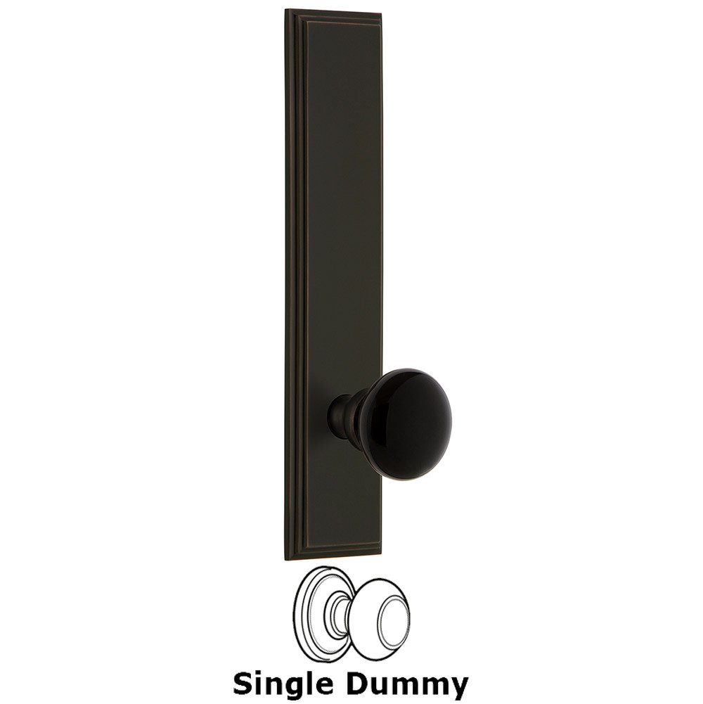 Dummy Carre Tall Plate with Black Coventry Porcelain Knob in Timeless Bronze