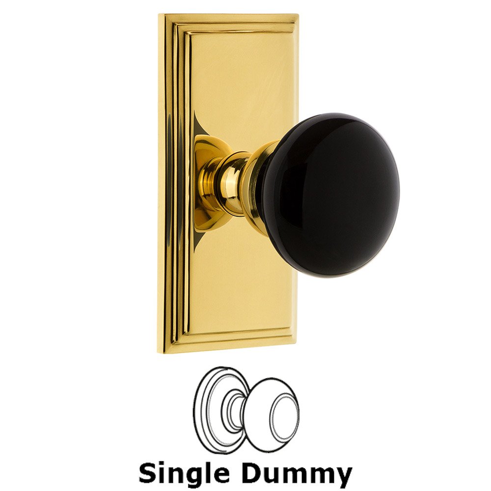 Single Dummy - Carre Rosette with Black Coventry Porcelain Knob in Lifetime Brass