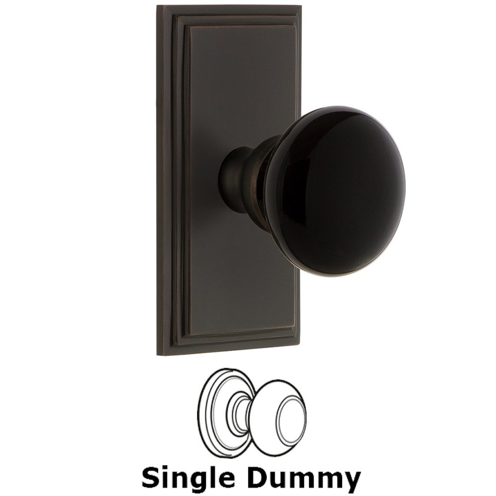 Single Dummy - Carre Rosette with Black Coventry Porcelain Knob in Timeless Bronze