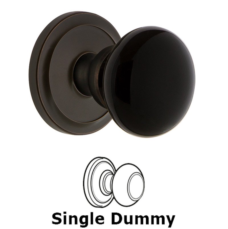 Single Dummy - Circulaire Rosette with Black Coventry Porcelain Knob in Timeless Bronze