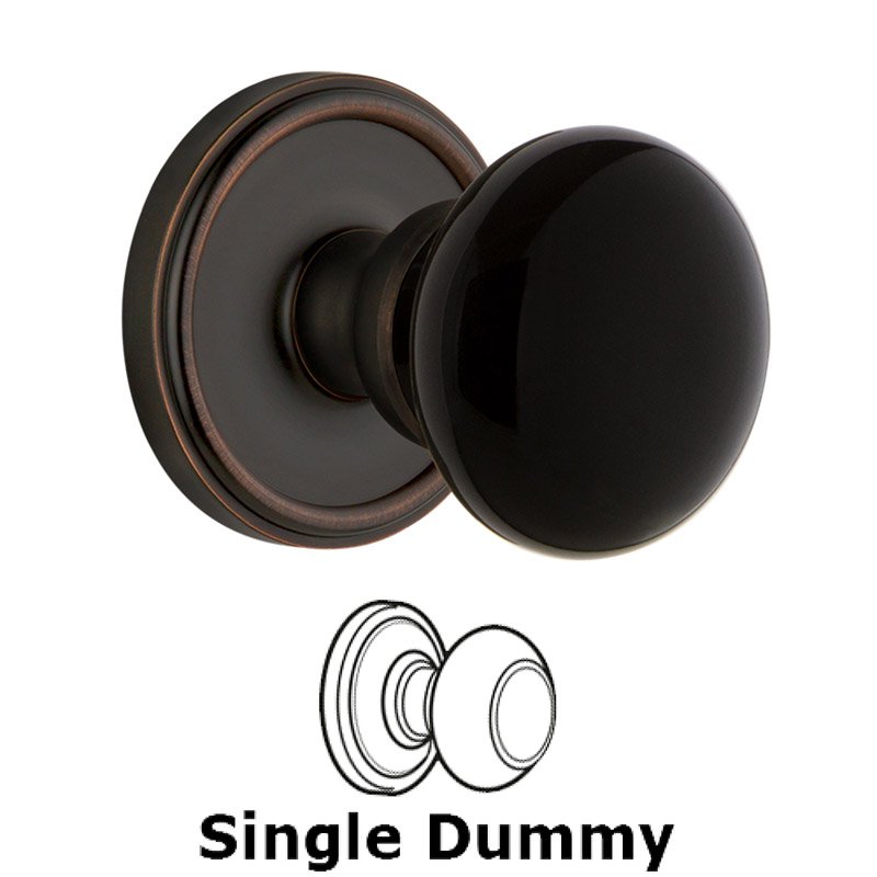 Single Dummy - Georgetown Rosette with Black Coventry Porcelain Knob in Timeless Bronze