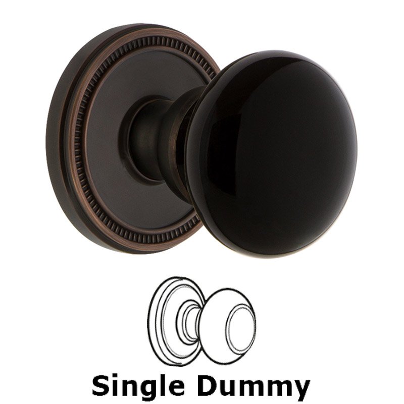 Single Dummy - Soleil Rosette with Black Coventry Porcelain Knob in Timeless Bronze