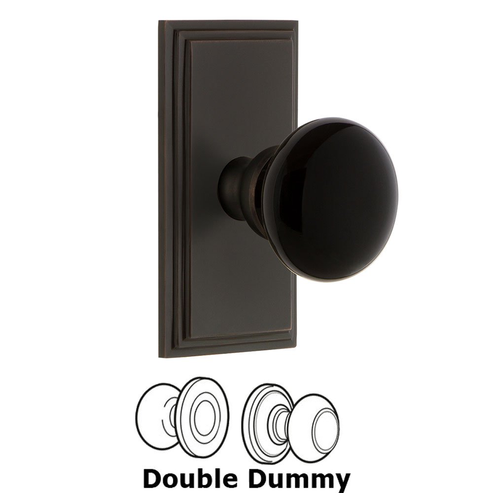 Double Dummy - Carre Rosette with Black Coventry Porcelain Knob in Timeless Bronze