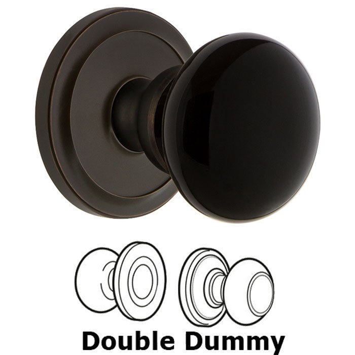 Double Dummy - Circulaire Rosette with Black Coventry Porcelain Knob in Timeless Bronze