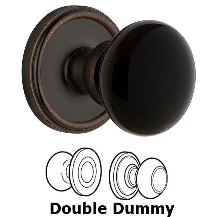 Double Dummy - Georgetown Rosette with Black Coventry Porcelain Knob in Timeless Bronze